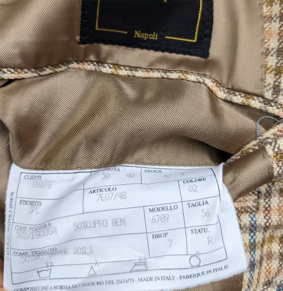 Sartoria Partenopea Sport Coat Silk Wool Linen Checked Multicolor 46R - Picture 8 of 15